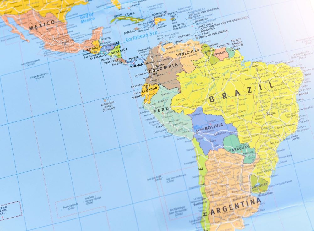 Karta över Latinamerika
