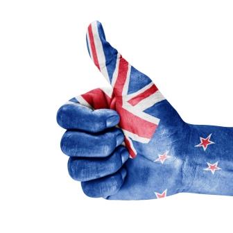 Målad hand med NZ flagga